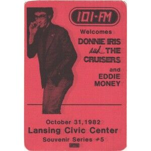 Vintage 1982 Donnie Iris Eddie Money Backstage Radio Pass Lansing MI Michigan